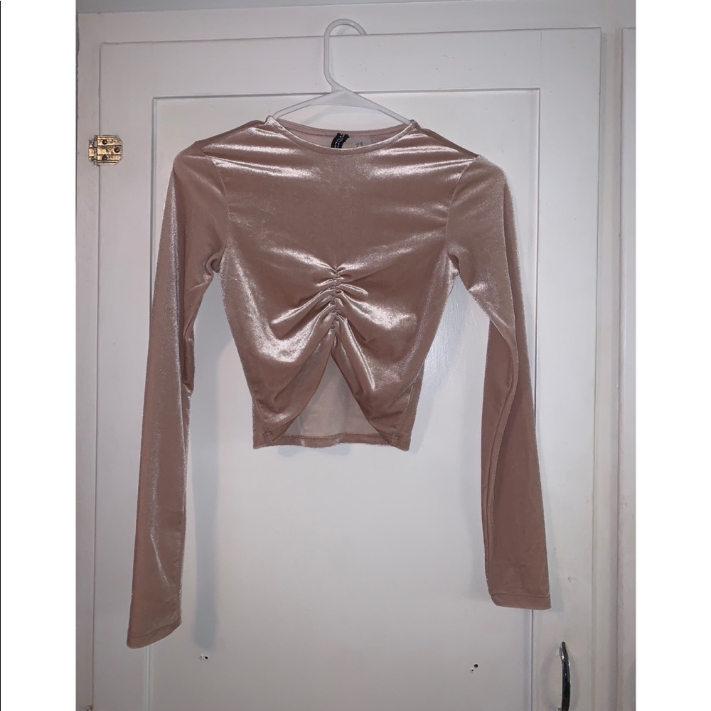 Velvet blush cropped long sleeve